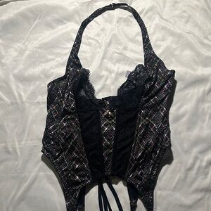 Savage X Fenty Black and Green Lace Corset